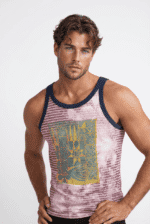 Débardeur homme en coton stretch avec imprimé tribal