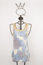 Men's stretch cotton tank top with Japanese-inspired print