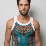 Débardeur homme en coton côtelé avec imprimé