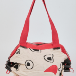 Cotton and genuine leather drawstring bag