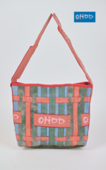 Borsa a spalla multicolor in cotone con applicazioni