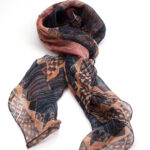 Silk crepon scarf with rolled hem and print