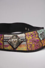 Embroidered fabric belt with printed leather - Image 2