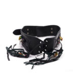 Ceinture noire en cuir véritable avec décorations
