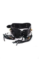 Cintura nera in vera pelle con decorazioni