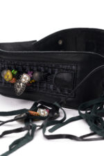 Cintura nera in vera pelle con decorazioni - immagine 3