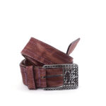 Genuine leather belt with maxi buckle