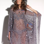 "Zebra" print tulle poncho model dress