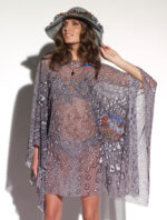 Abito modello poncho in tulle stampa “zebra”