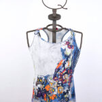 White halter neck top with print