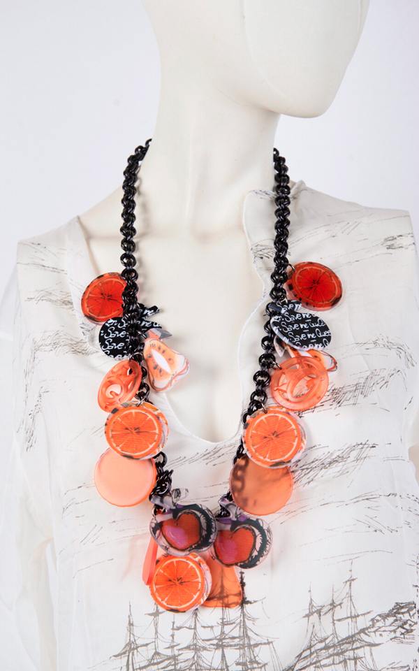 11SSNH902_ PVC necklace with fruit shapes and print - Image 1