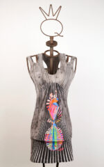 Robe courte en jersey stretch avec imprimé « Perroquet »