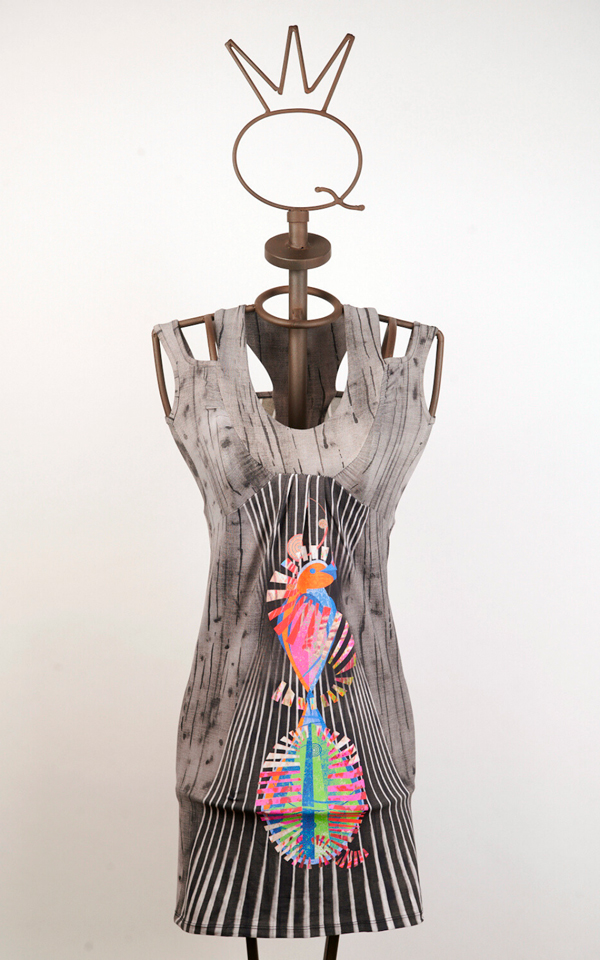 11SSNN401_A Robe courte en jersey stretch avec imprimé « Perroquet » – Image 1