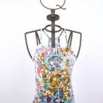 Top con stampa “Positano” con scollo all’americana