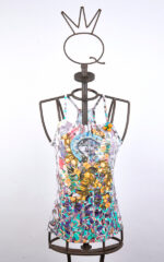 Top con stampa “Positano” con scollo all’americana