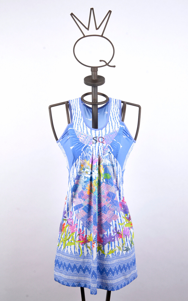 11SSNV400_A Abito corto bianco senza maniche con stampa “Cigno” - immagine 1