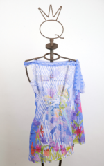 Tunica monospalla in tulle stampato “Cigno”