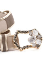 Genuine leather belt with maxi buckle and synthetic stones - Image 2