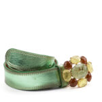 Genuine leather belt with maxi buckle and synthetic stones