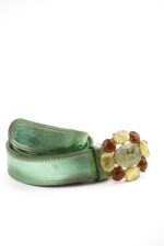 Genuine leather belt with maxi buckle and synthetic stones