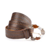 Genuine leather belt with maxi buckle and synthetic stones