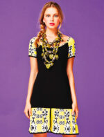 Black dress with printed inserts