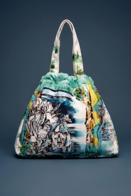 Borsa a spalla con design floreale e colori vivaci, ideale per un look estivo. Realizzata in tessuto leggero, presenta manici lunghi e una forma ampia per un'ottima capienza.
