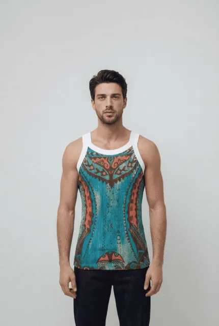 Canotta uomo in cotone a costine con stampa