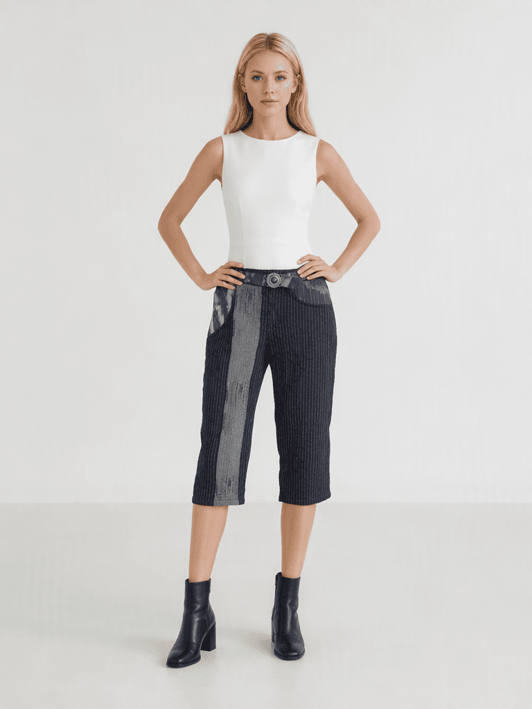 06WOH208B Pantalone gessato blu Ohdd - immagine 1