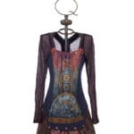 Vestito con stampa in jersey e raso
