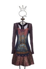Vestito con stampa in jersey e raso