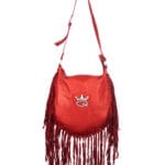 Borsa grande in pelle rossa con frange