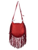 Borsa grande in pelle rossa con frange - immagine 2