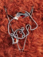 Borsa piccola arancio in camoscio e pelliccia - immagine 4