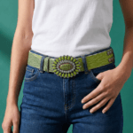 Cintura in pelle verde