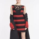 Sheath dress in striped jacquard fabric
