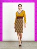 Vestito corto in velluto e tessuto di maglia jacquard - immagine 5