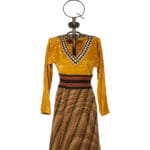 Vestito corto in velluto e tessuto di maglia jacquard